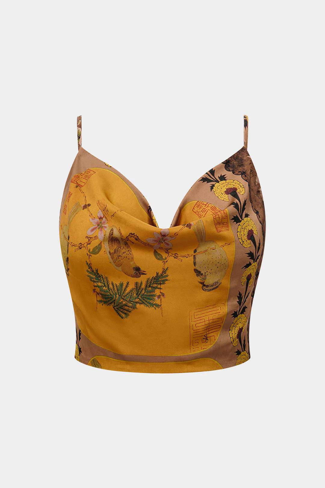 Plus Size Bohemian Print Zipper Slip Cami Top