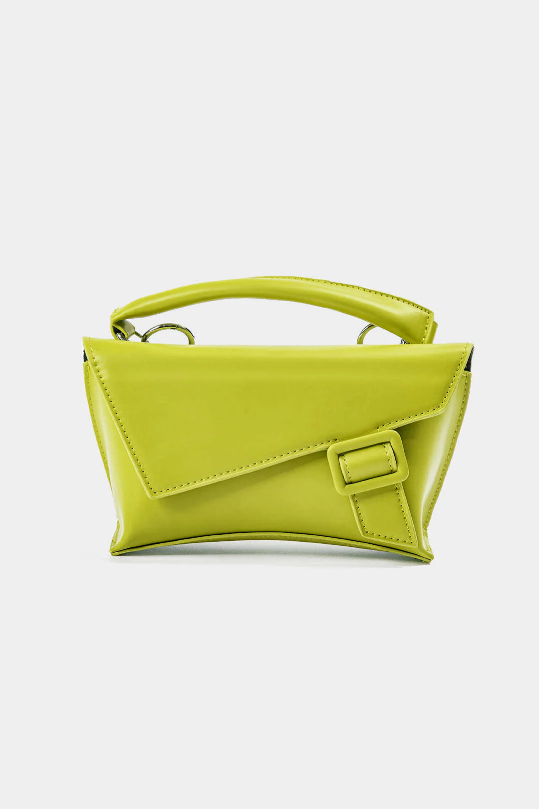 Metallic Faux Leather Square Crossbody Handheld Tote Bag