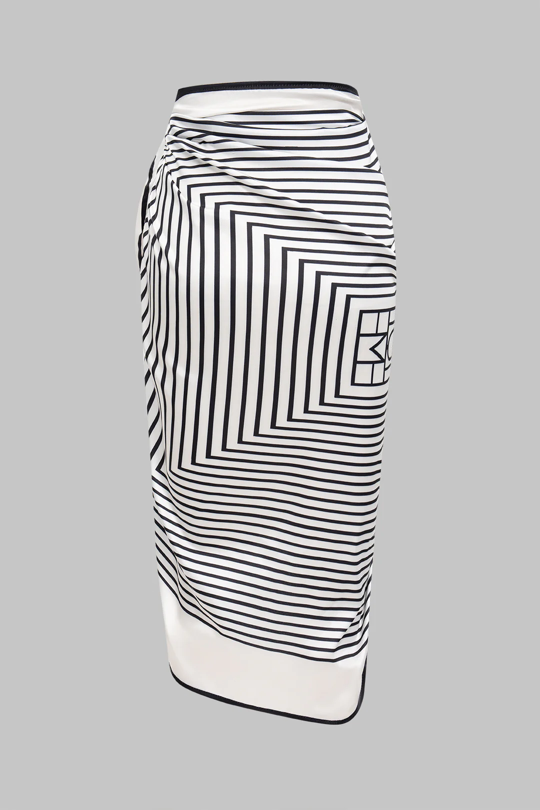 Stripes Print Satin Tie-Up Skirt