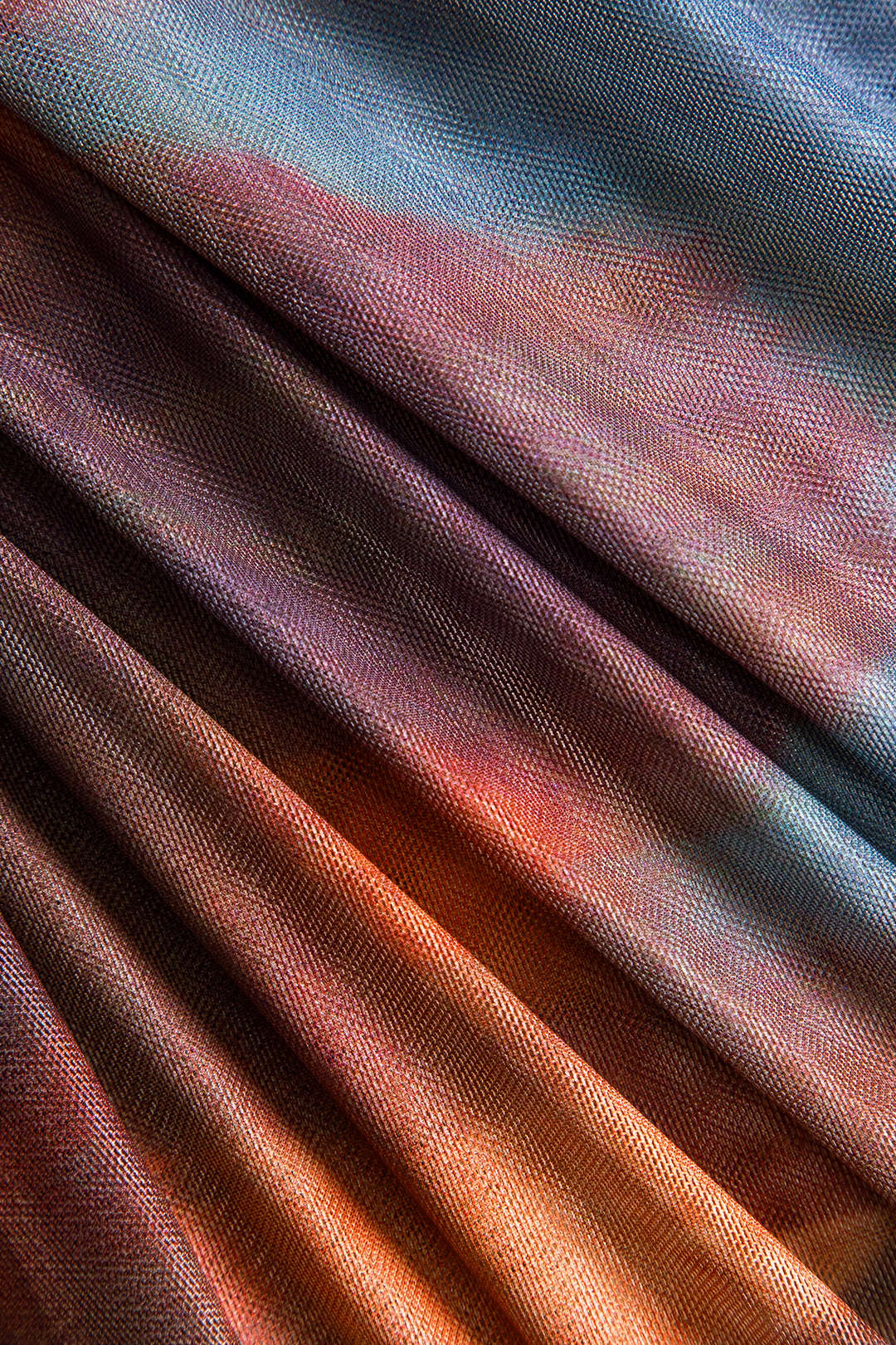 Ombre-Print Mesh Ruched Skirt