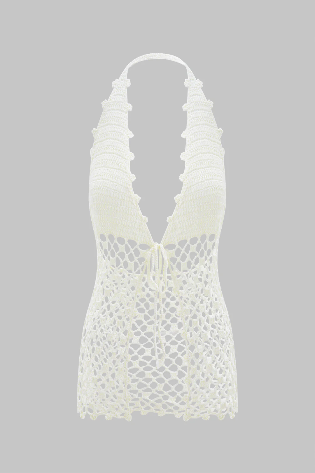 Knit Tie-Front V-Neck Halter Neck Hollow-Out Tank Top