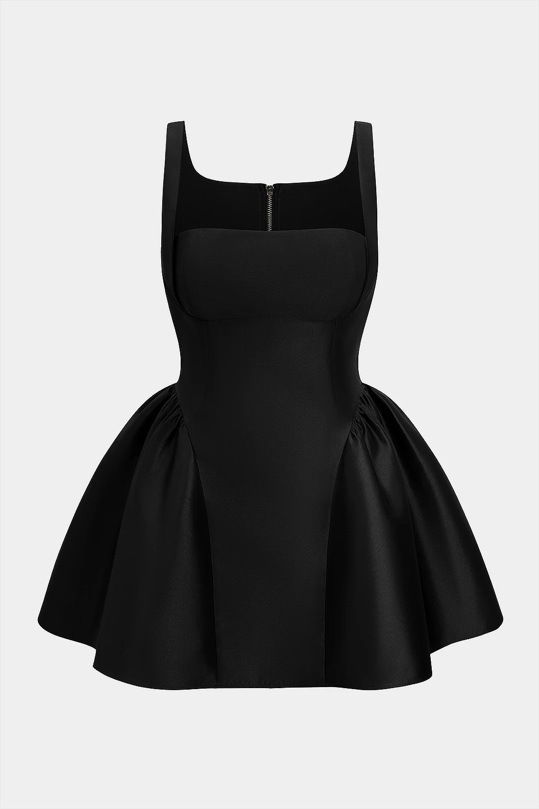 Plus Size Zipper Puff Sleeveless Mini Dress