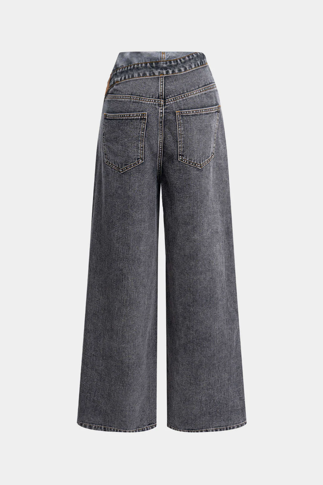 Asymmetrical High Waist Denim Jeans