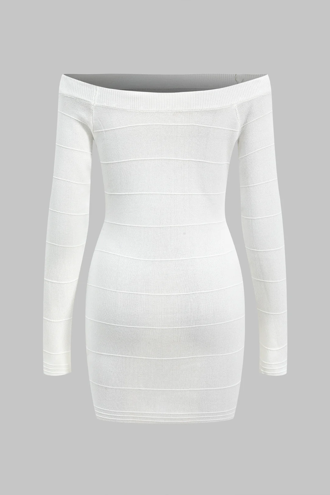 Knit Button Off Shoulder Long Sleeve Dress