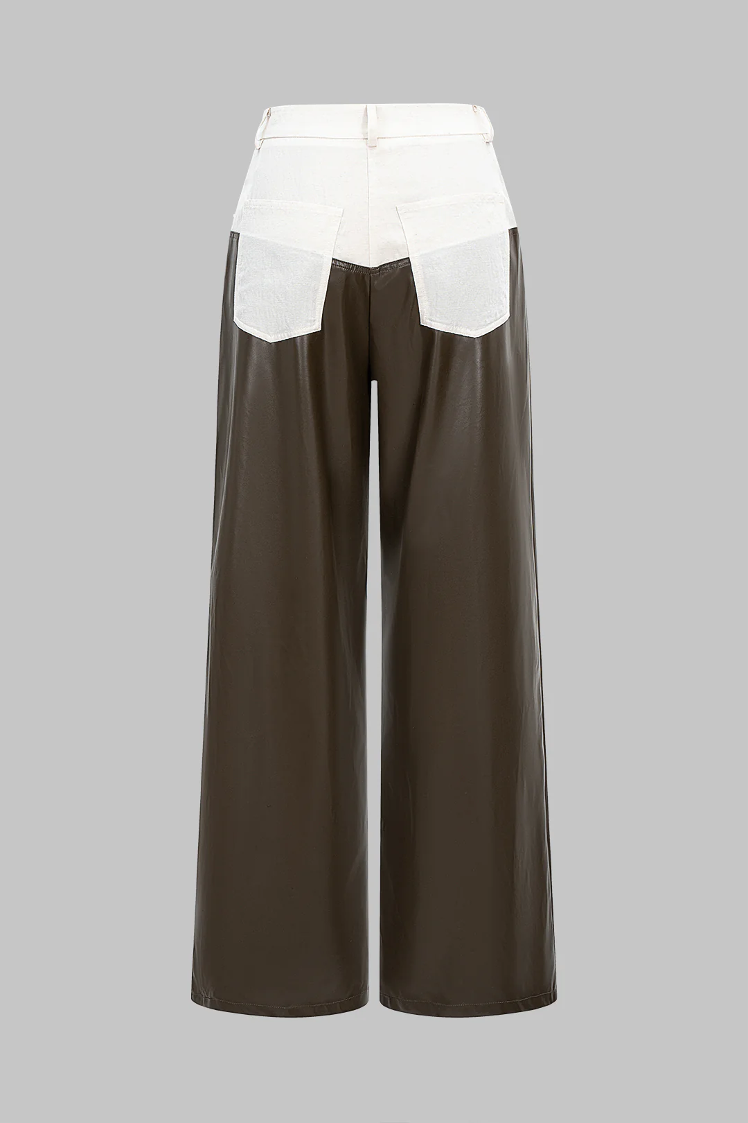 Faux Leather Patchwork Straight Leg Trousers