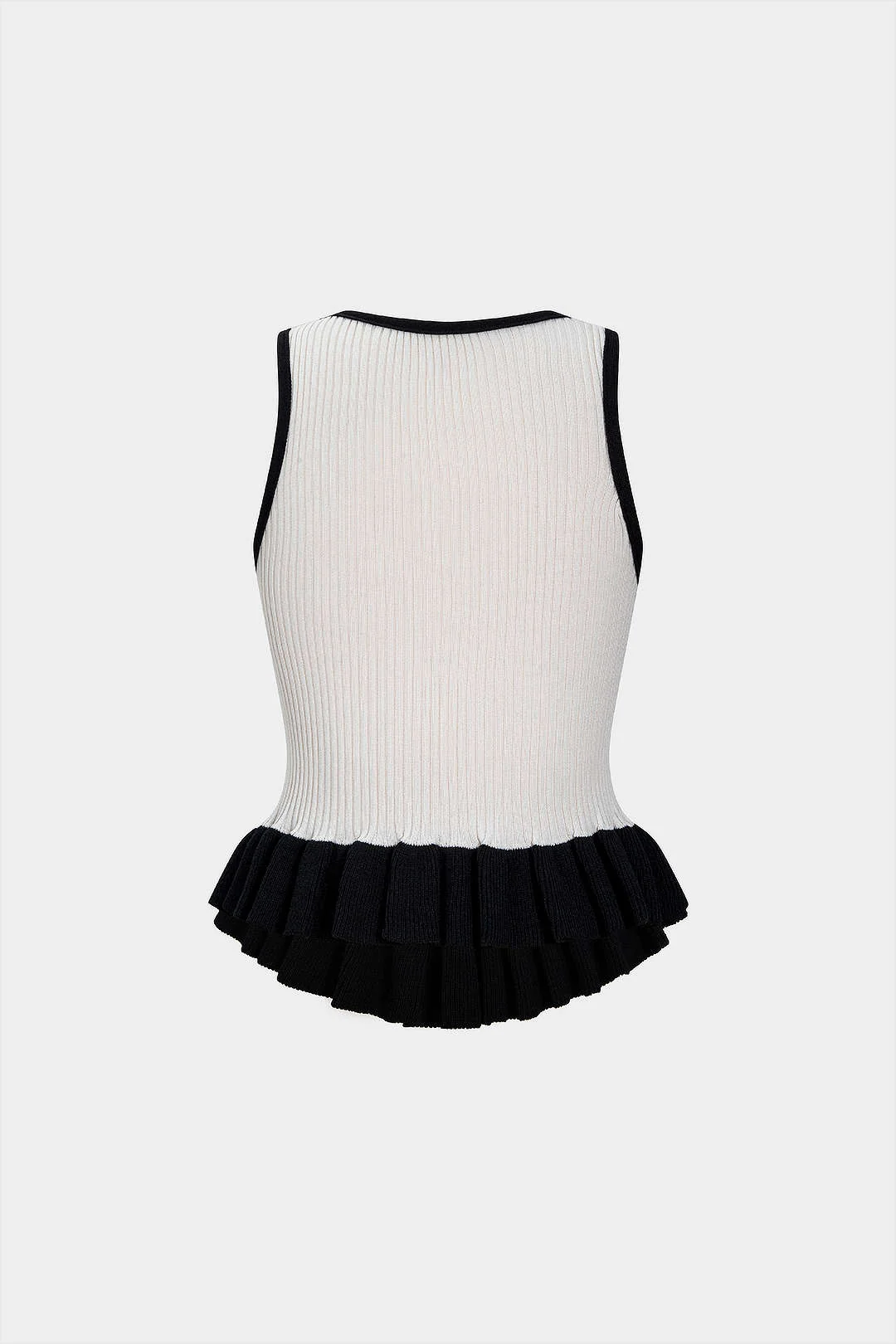 Contrasting Pleated Hem Tank Top