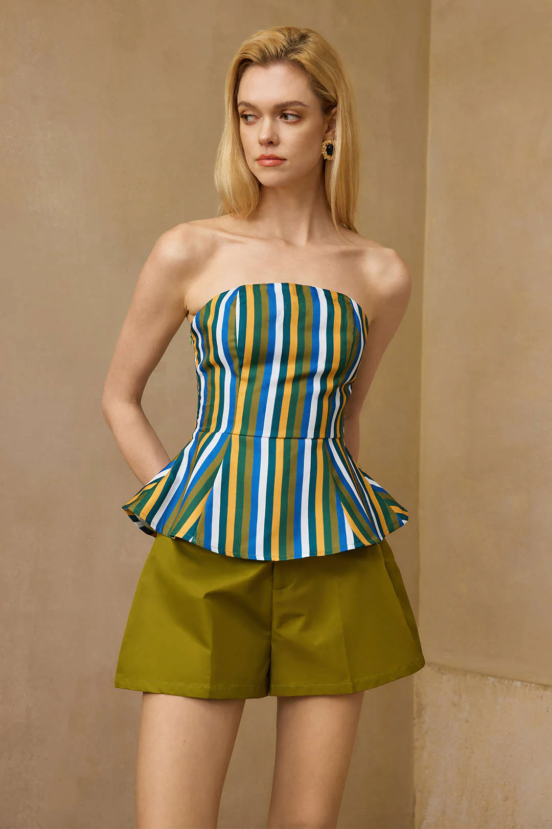 Contrast Stripe Strapless Tube Top