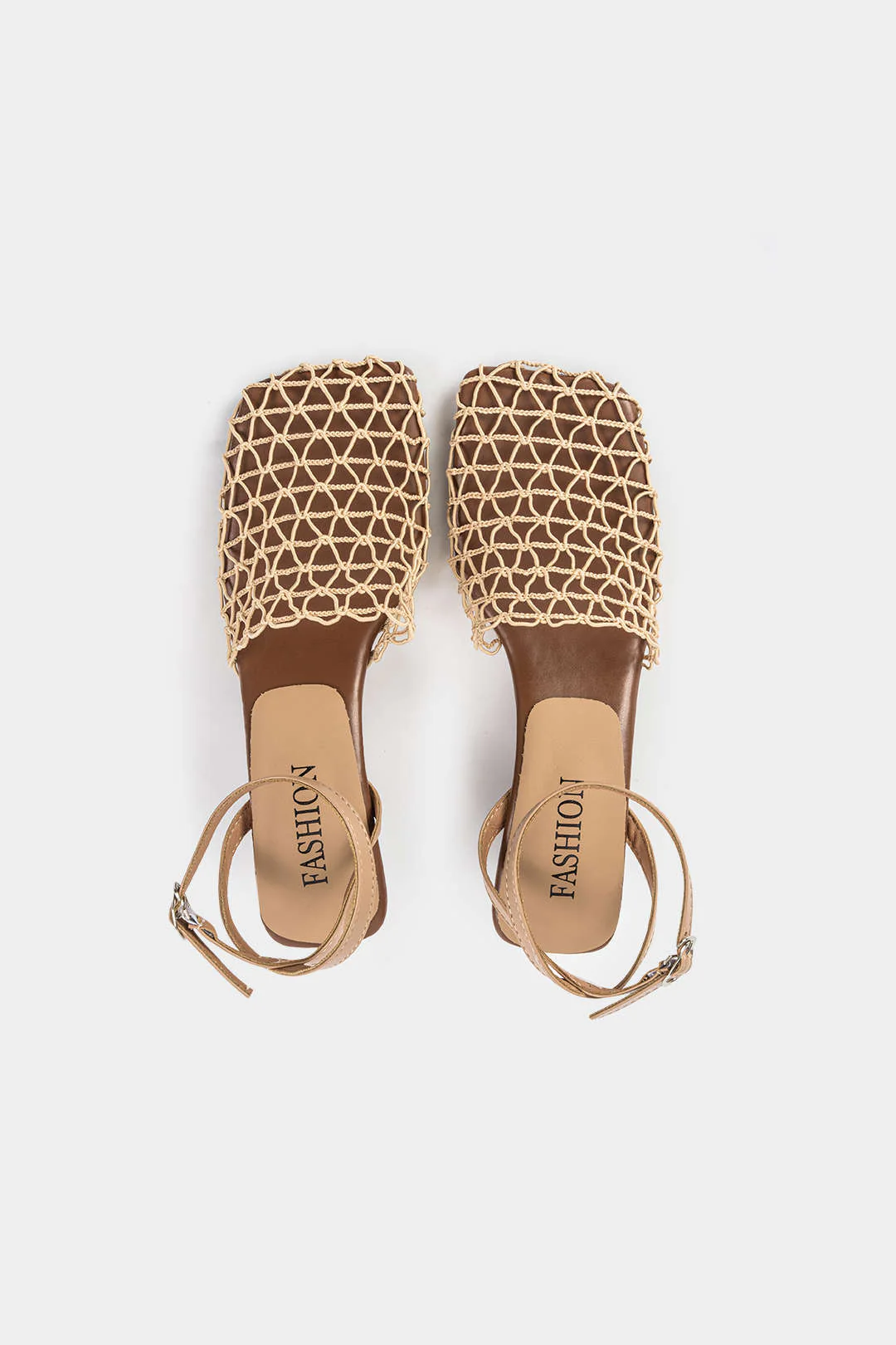 Hollowed-Out Faux Leather Sandals