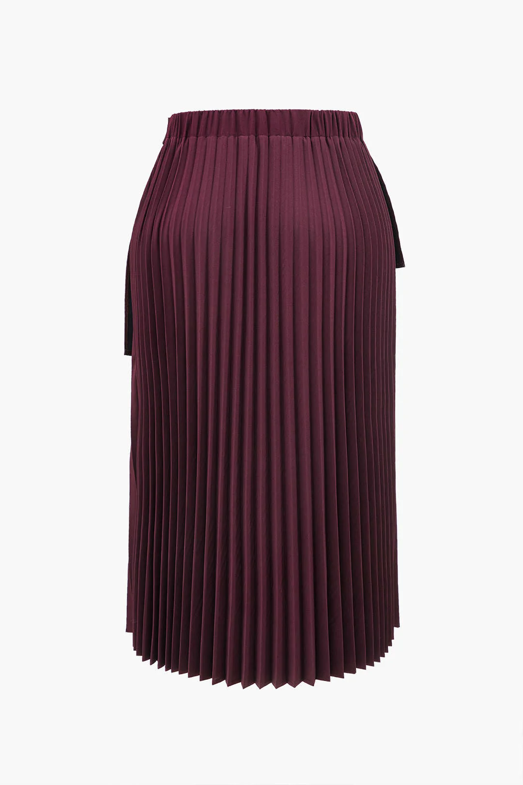 Plus Size Faux Leather Patchwork Pleated Asymmetric Skirt