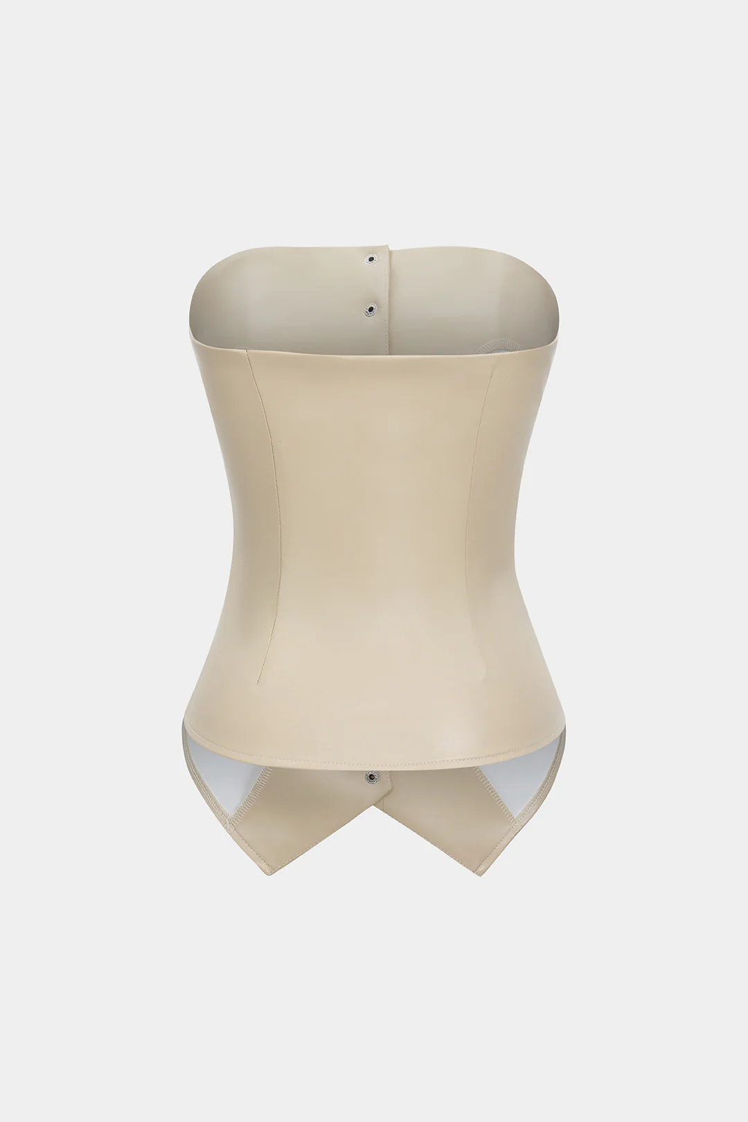 Faux Leather Button Strapless Tube Top
