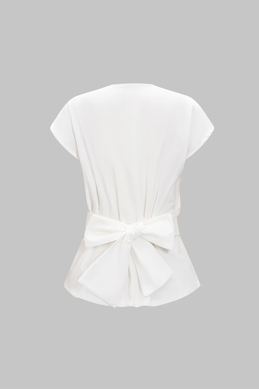 Crossed Tie-Up V-Neck Short-Sleeve Top