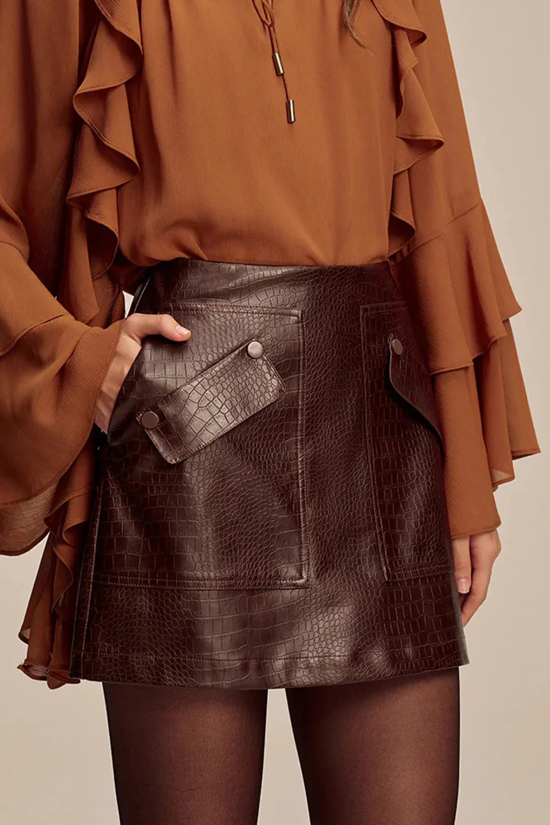 Faux Leather Pocket Mini Skirt
