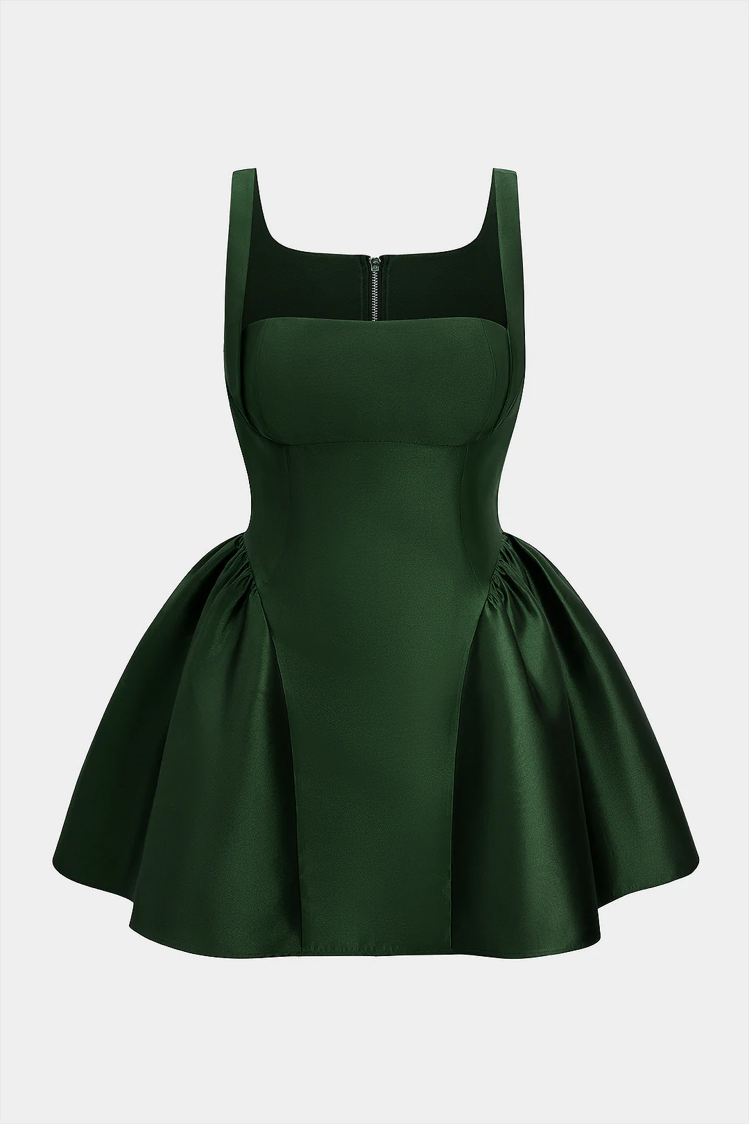 Plus Size Zipper Puff Sleeveless Mini Dress