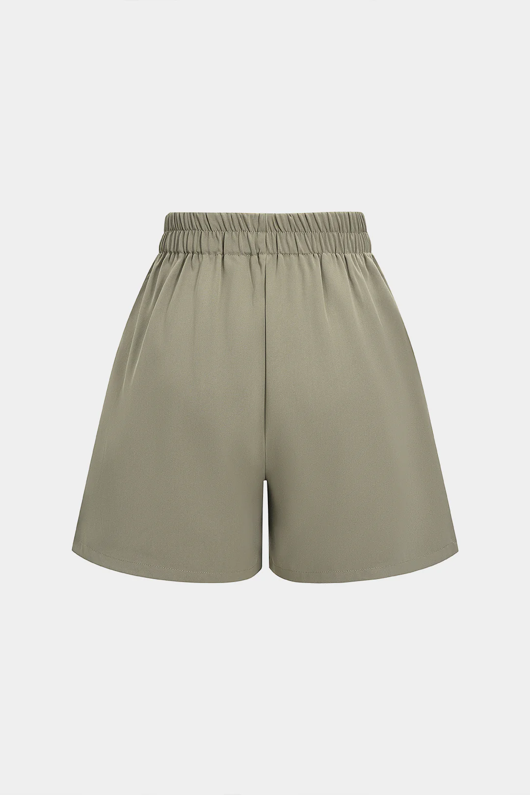 Button Ruched Wide-Leg Shorts