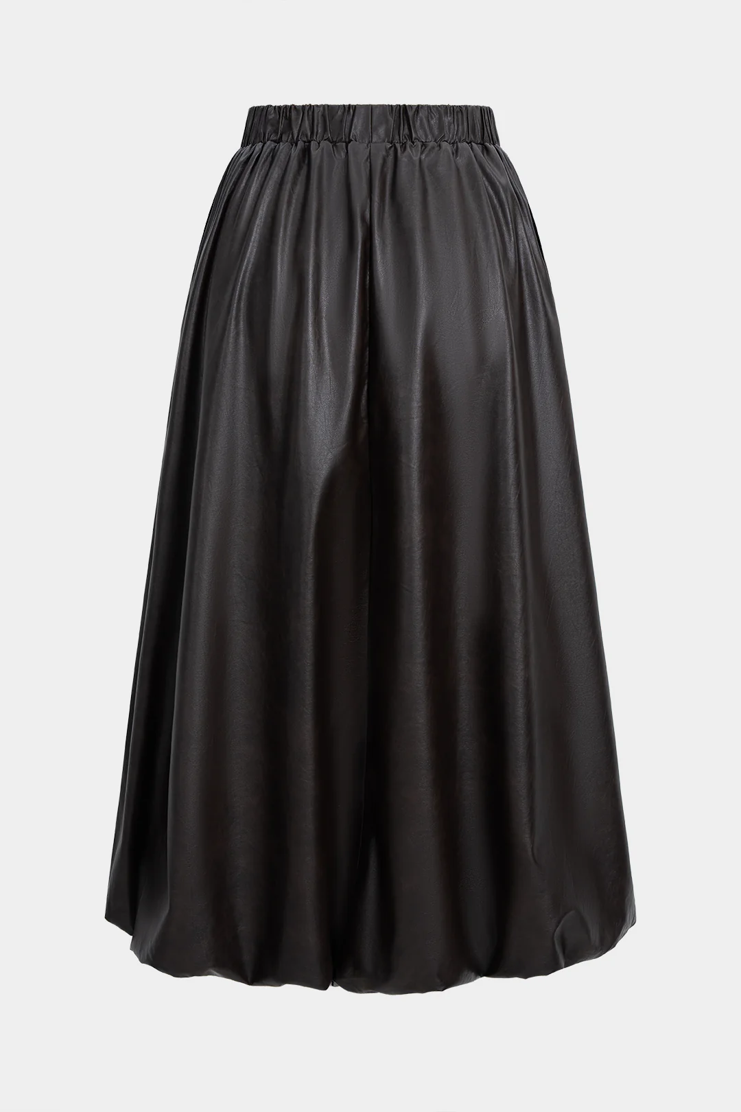 Faux Leather Ruched High-Waisted Skirt