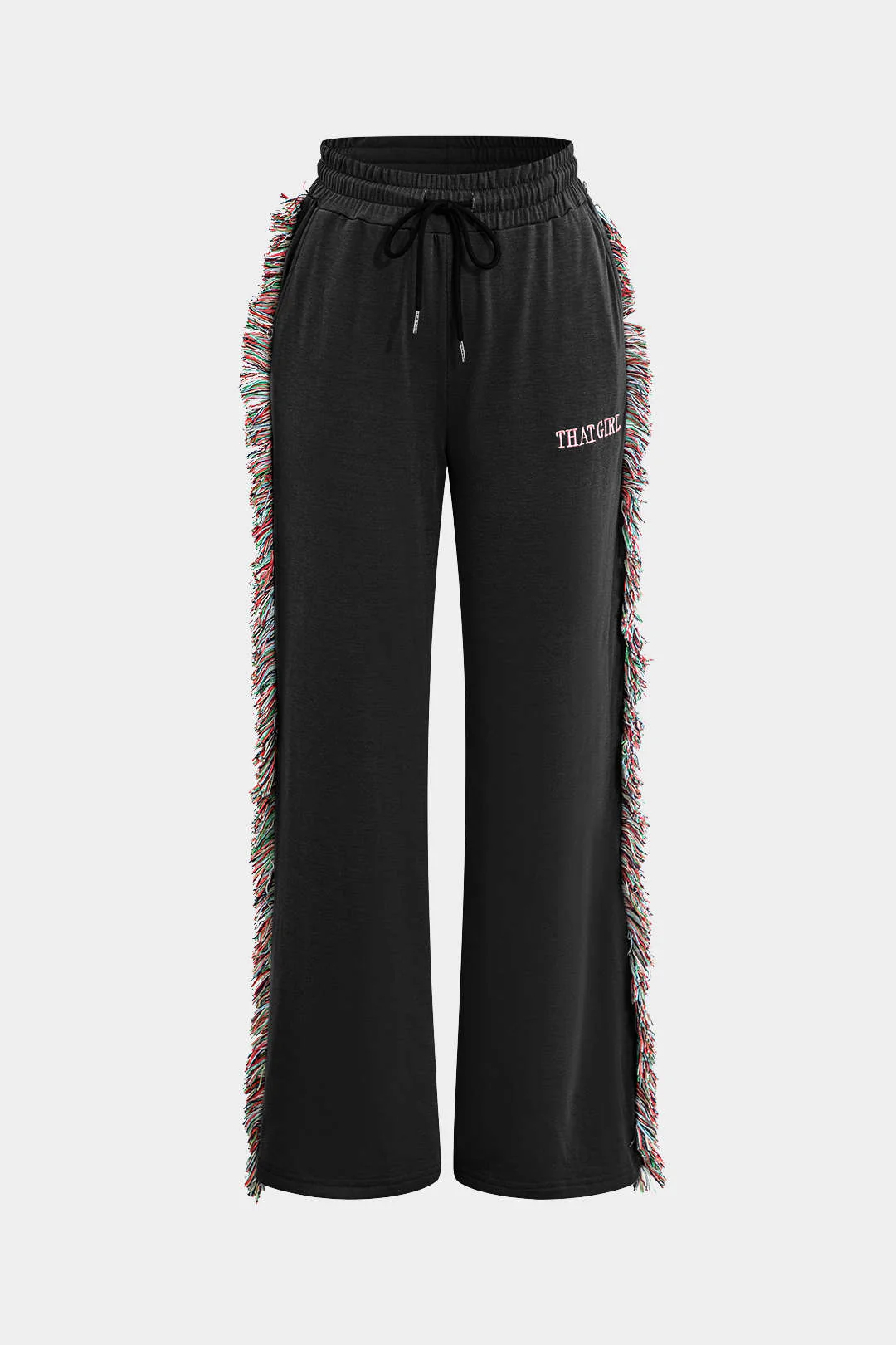 Letter Printed T-shirt and Tassel Drawstring Pant Set