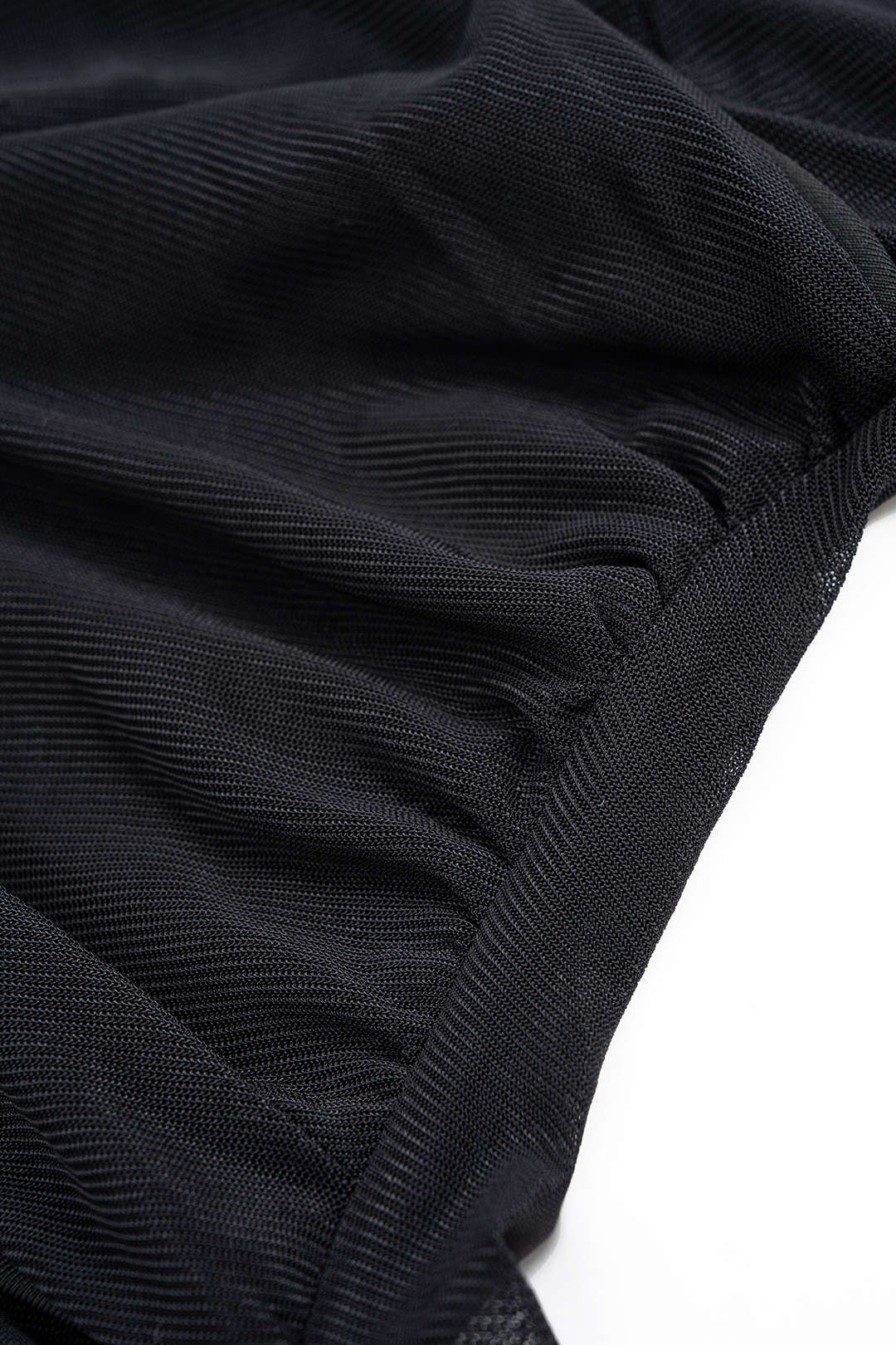 Mesh Sheer Ruffled Long Sleeve Top