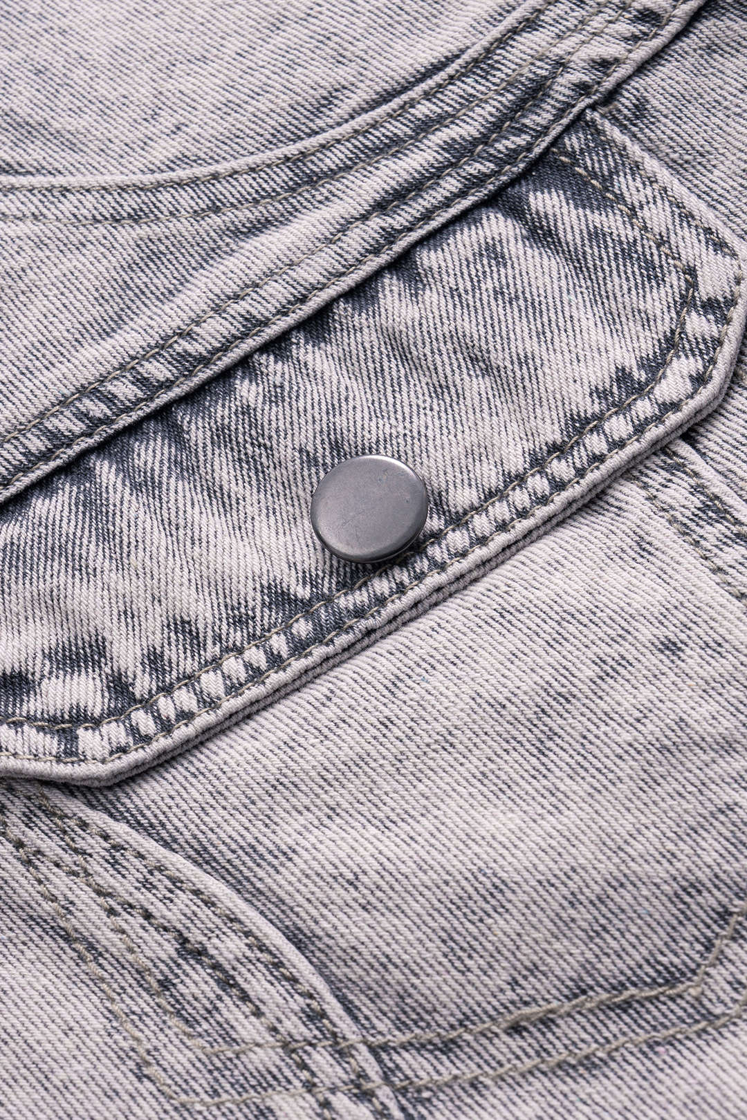 Washed Asymmetrical Crop Denim Button Tank Top