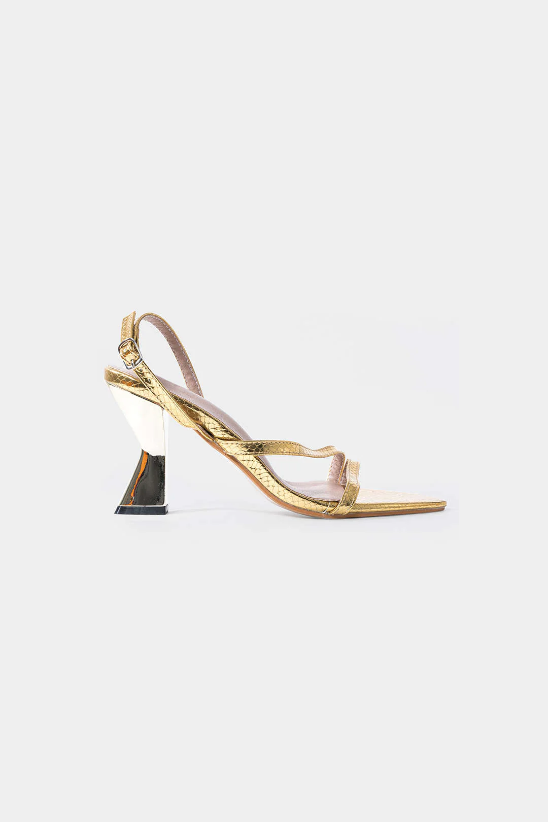 Metallic Imitation Leather Pointed Toe High Heels