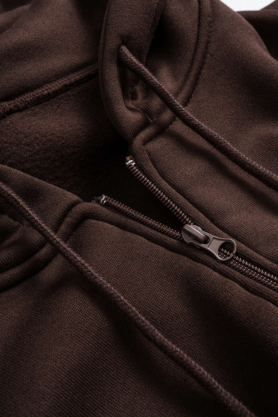 Drawstring Zipper Hooded Long Sleeve Top and Wide Leg Trousers Combo