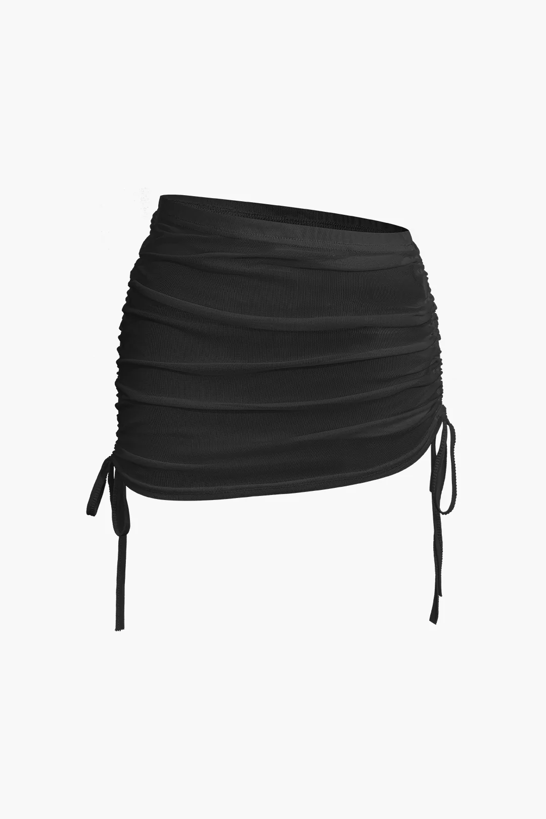 Cowl Neck Backless Tie Mesh Top and Asymmetrical Mini Skirt Outfit Set