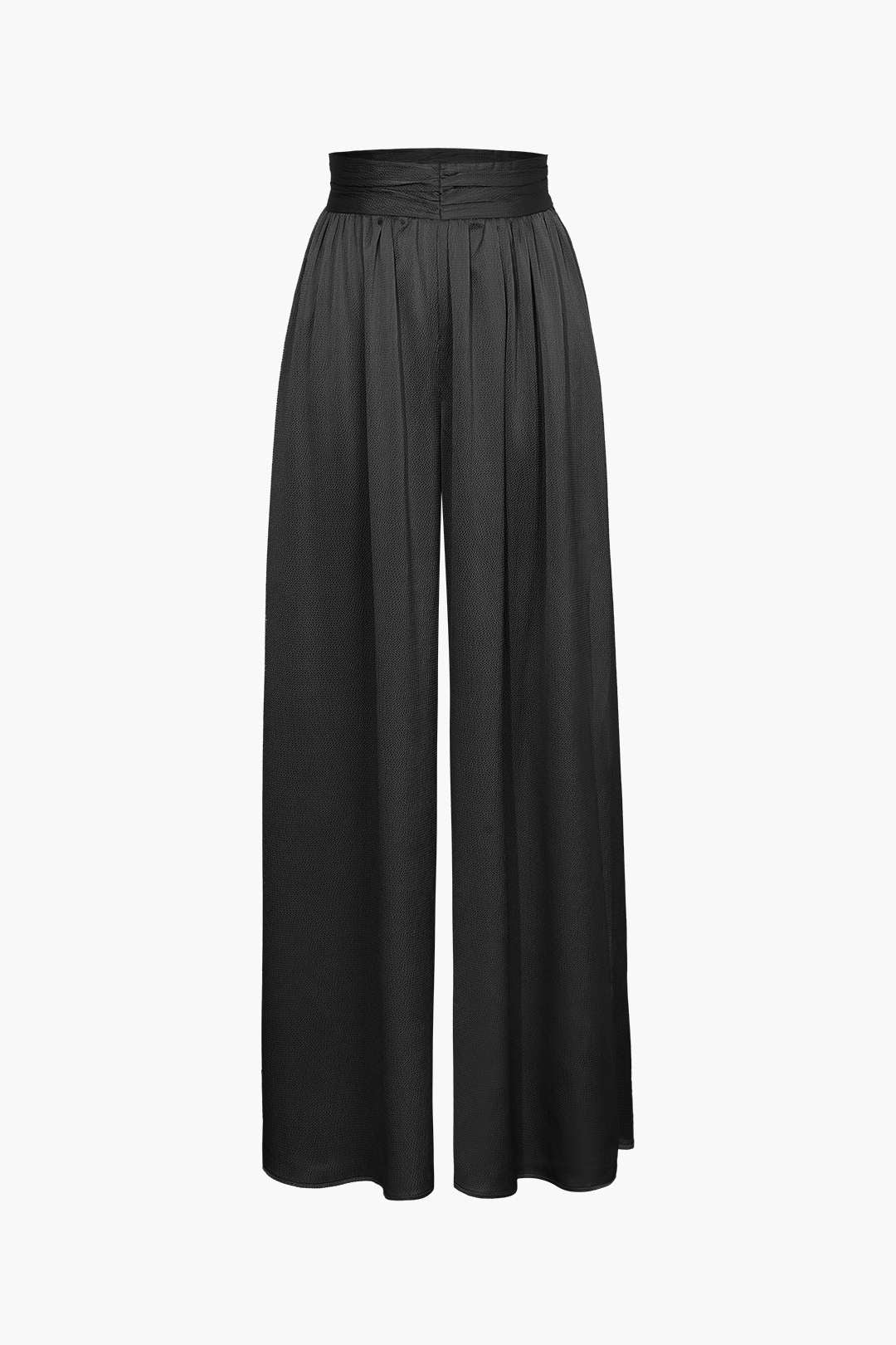 Simple Heavy Satin High-Waisted Wide-Leg Trousers
