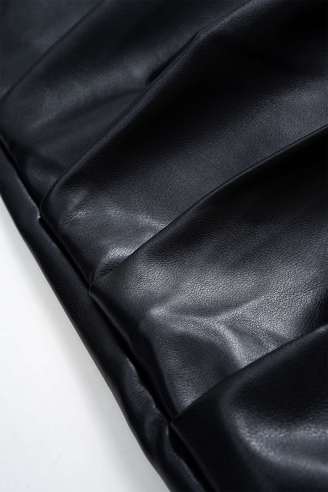 Asymmetrical Ruched Faux Leather Short Skirt