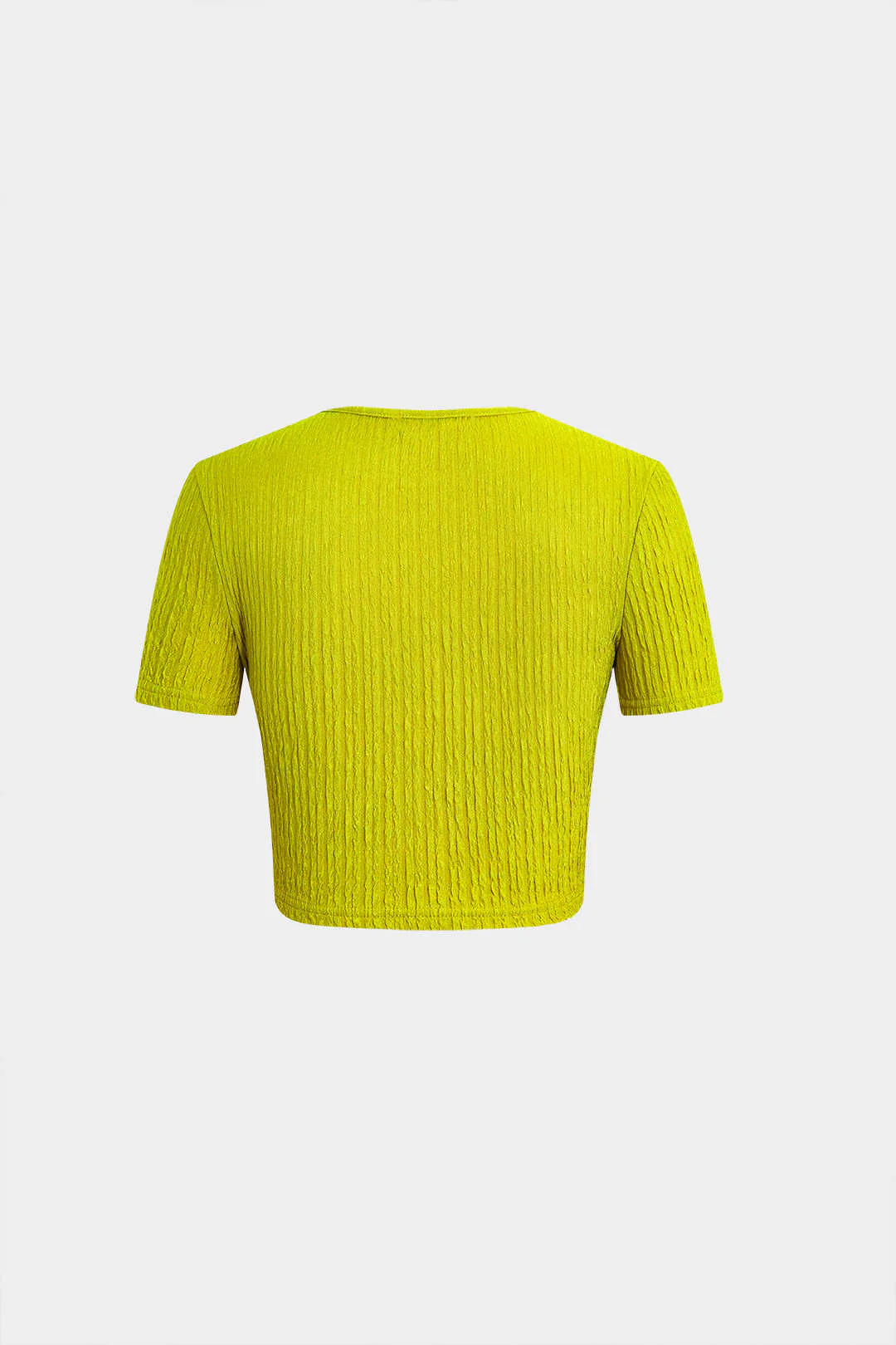 Textured Cropped Top and Drawstring Ruched Skirt Outfit Set