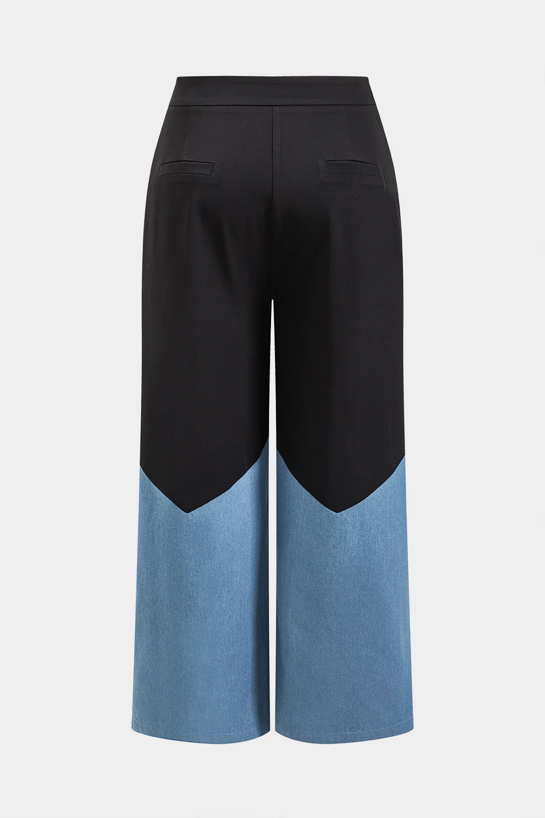 Plus Size High Waist Patchwork Wide Leg Denim Trousers