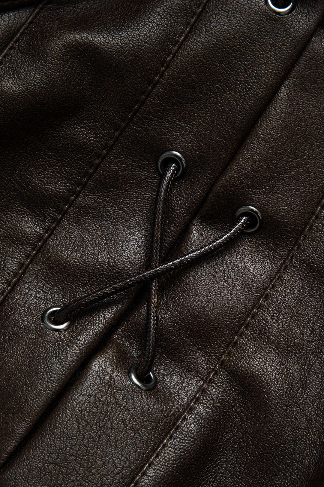 Faux Leather Tie-Front Button Crossed Jacket