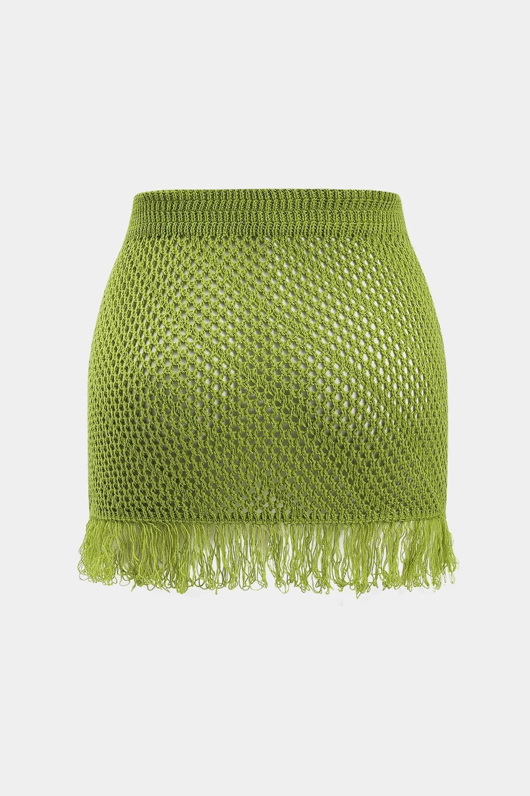 Plus Size Knitted Fringe High-Waist Skirt