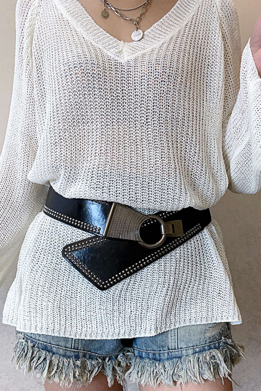 Faux Leather Riveted Wide Corset