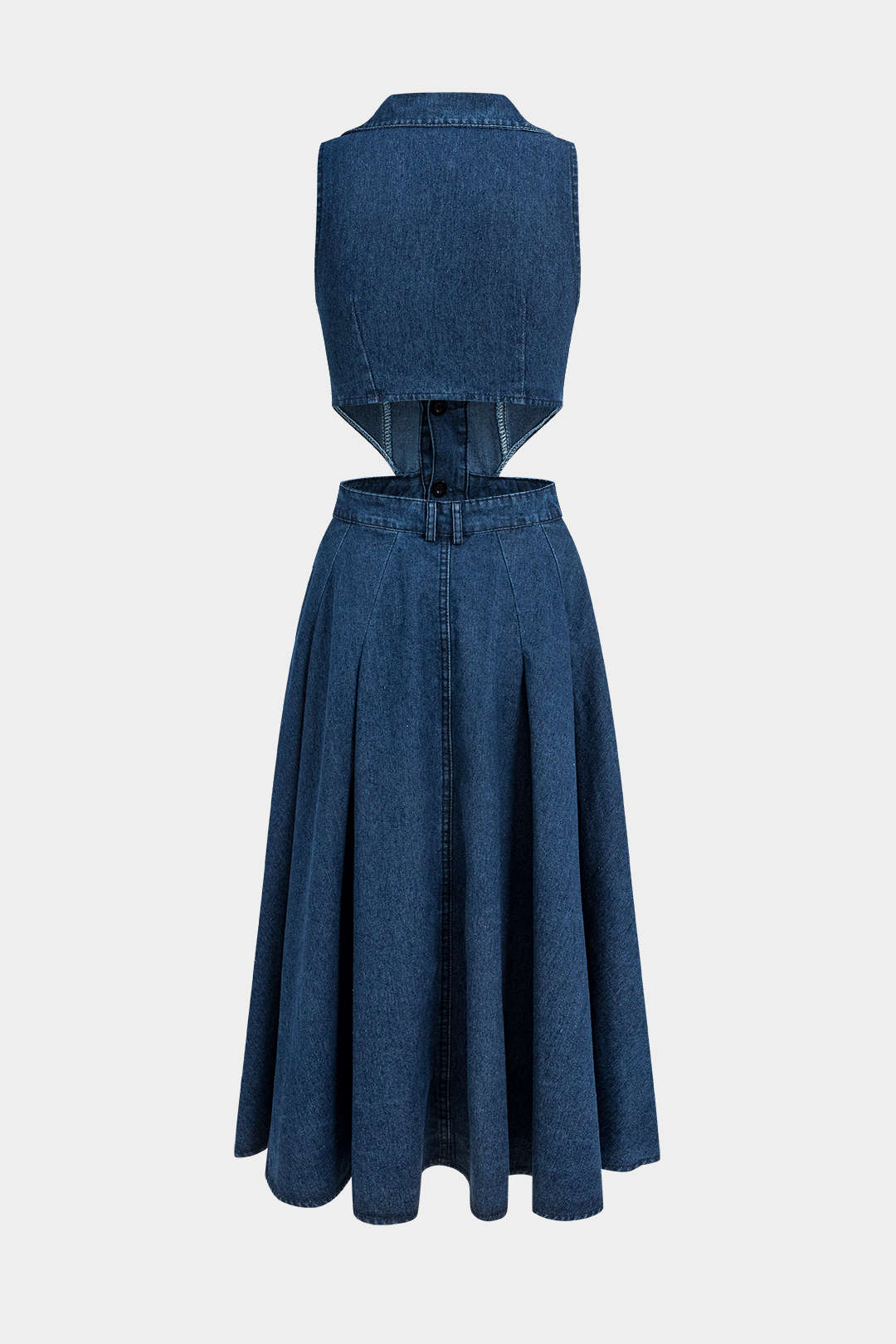 Denim Button Cut-Out Dress
