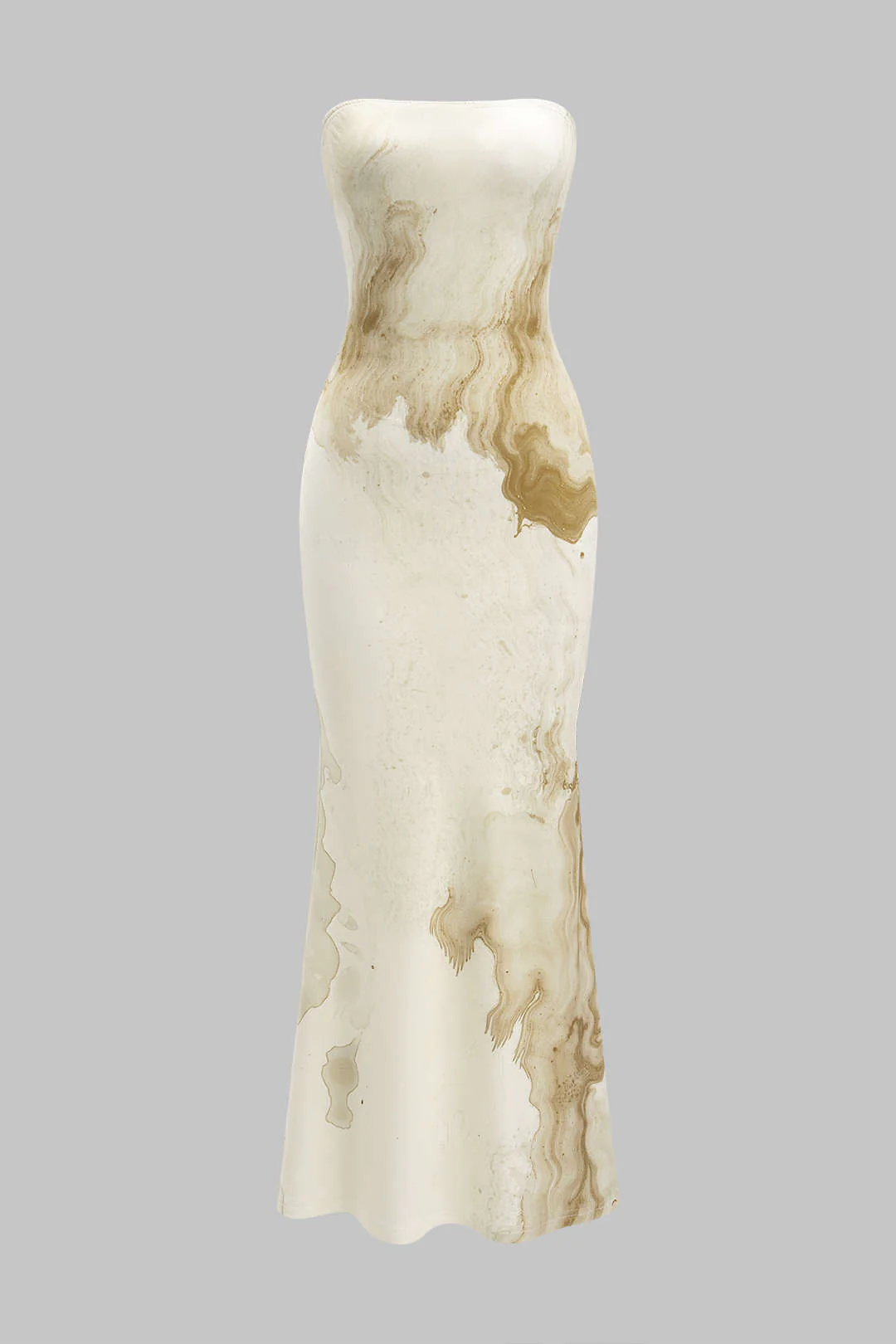 Marble Pattern Strapless Sleeveless Floor-Length Dress