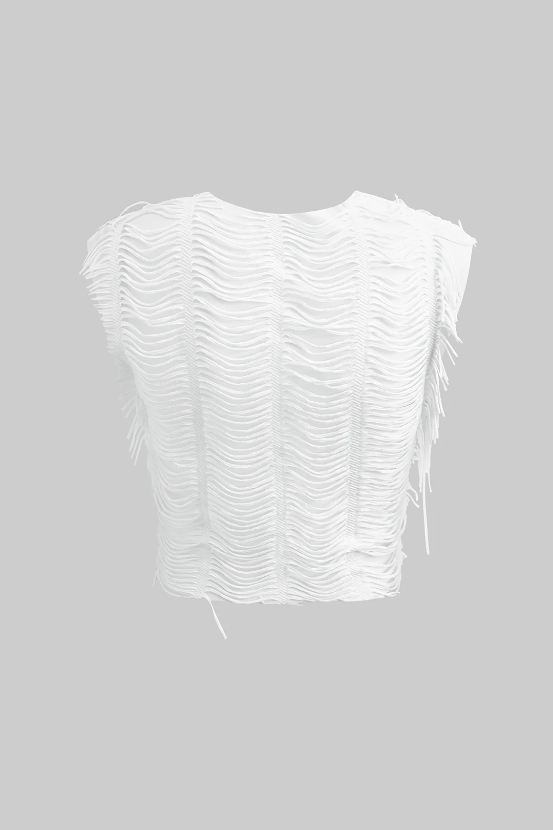 Distressed V-neck Cap Sleeve Crop Top and Slit Maxi Skirt Outfit Set