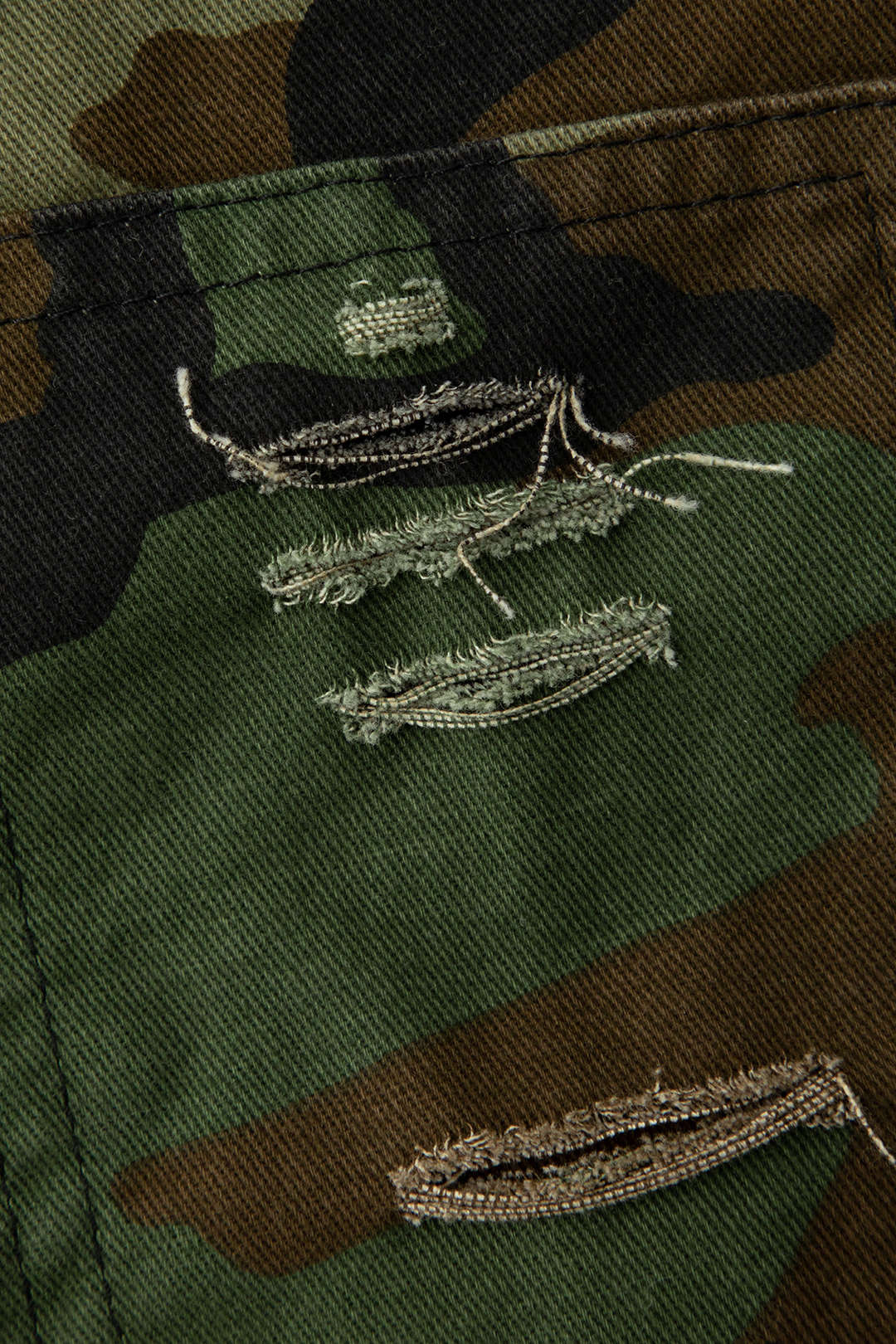 Camo Frayed Patchwork Fringe Short Skirt