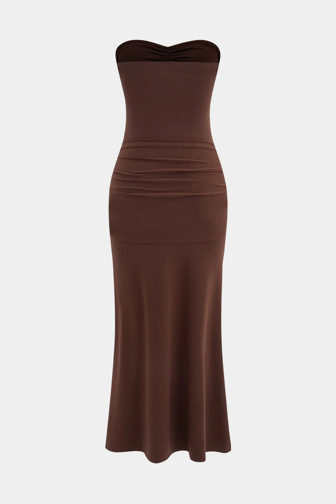 Strapless Sleeveless Ruched Tie Front Maxi Dress With Scarf