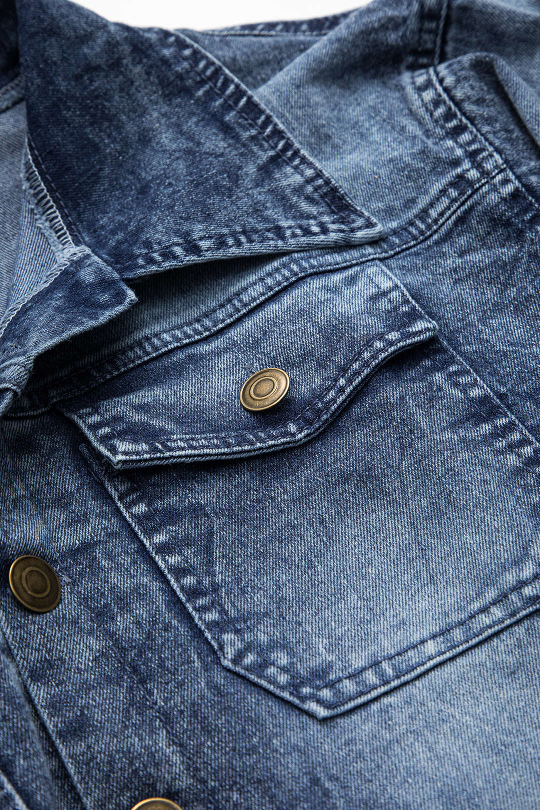 Denim Button Pocket Long Sleeve Jumpsuit