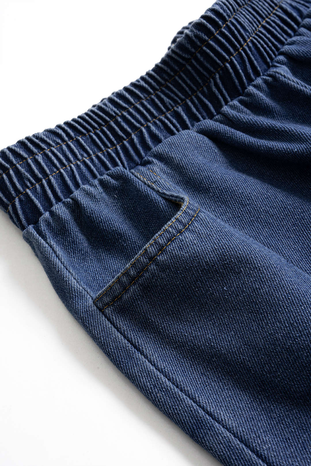 Denim Drawstring Button Top and Jeans Set