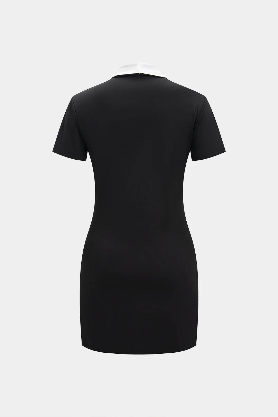 Contrasting Button Short-Sleeved Mini Dress