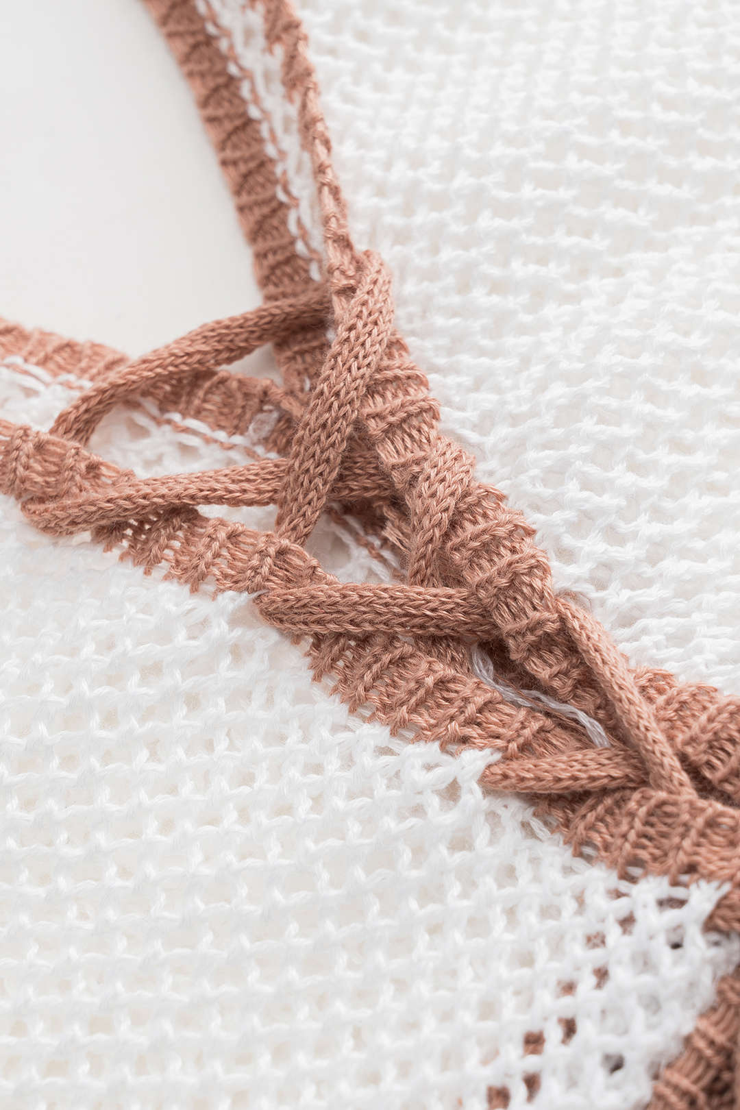 Knit Hollow-Out V-Neck Tie-Front Tank Top and Drawstring Slit Skirt Set