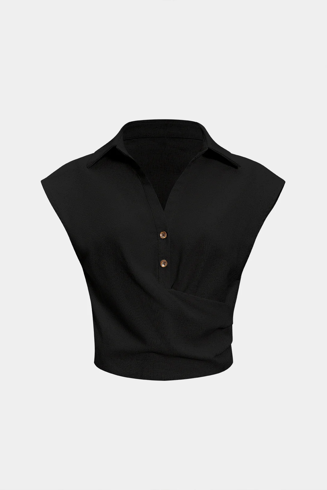 Linen V-Neck Button Ruched Tank Top