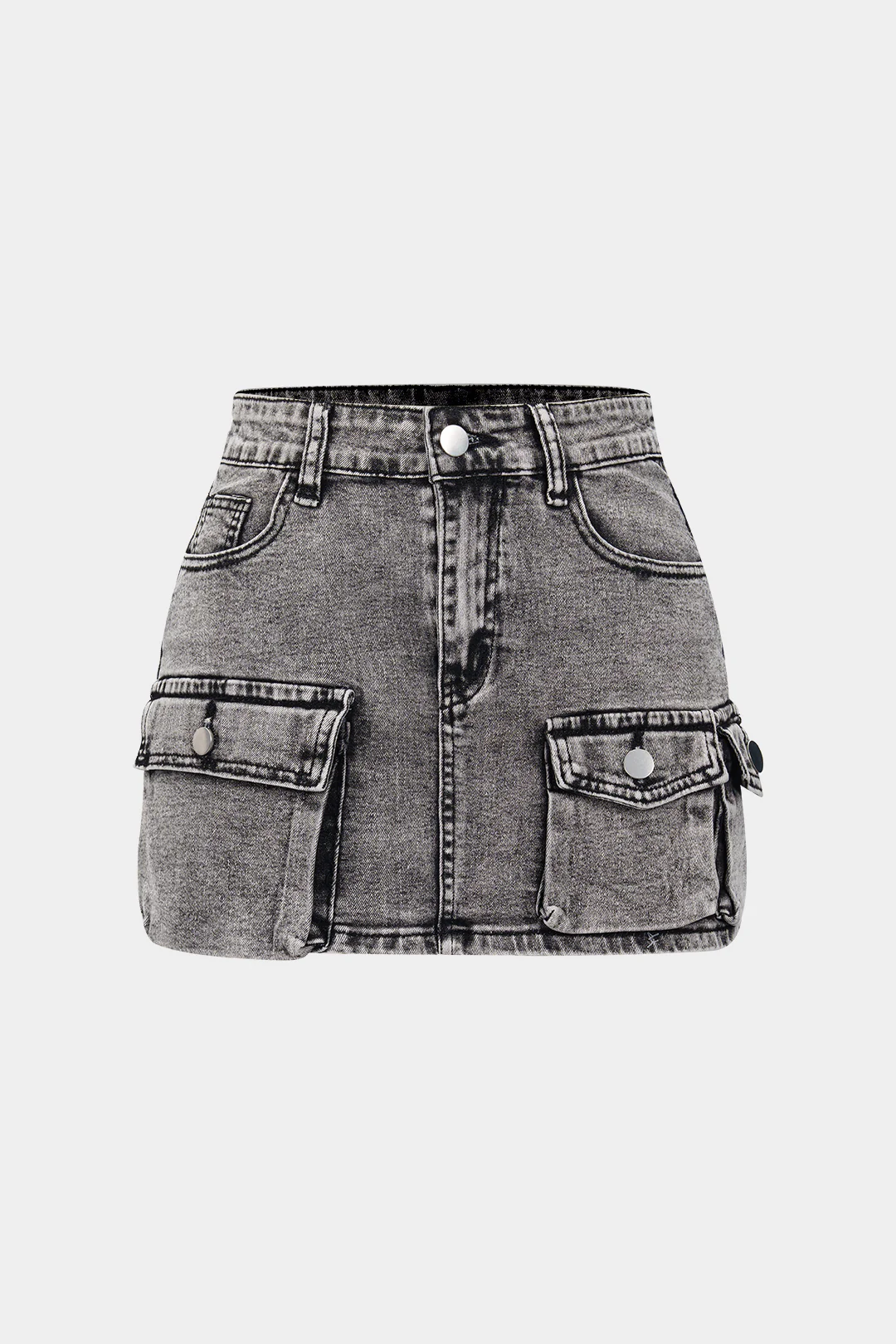 High Waist Pocket Denim Skirt