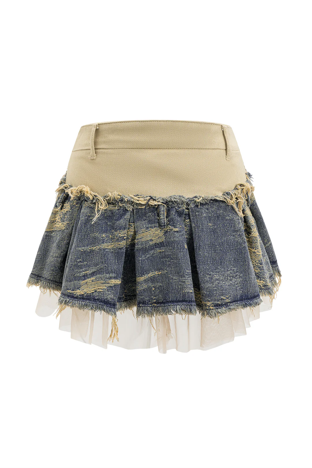 Denim Mesh Patchwork Skirt
