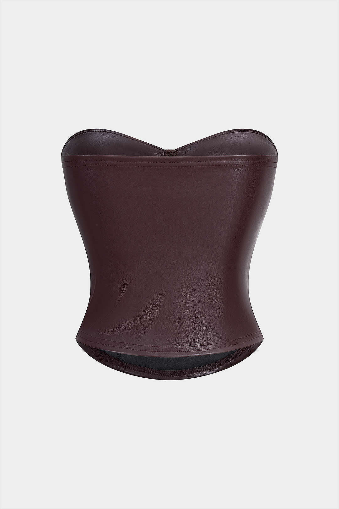 Faux Leather Stitched Strapless Tube Top