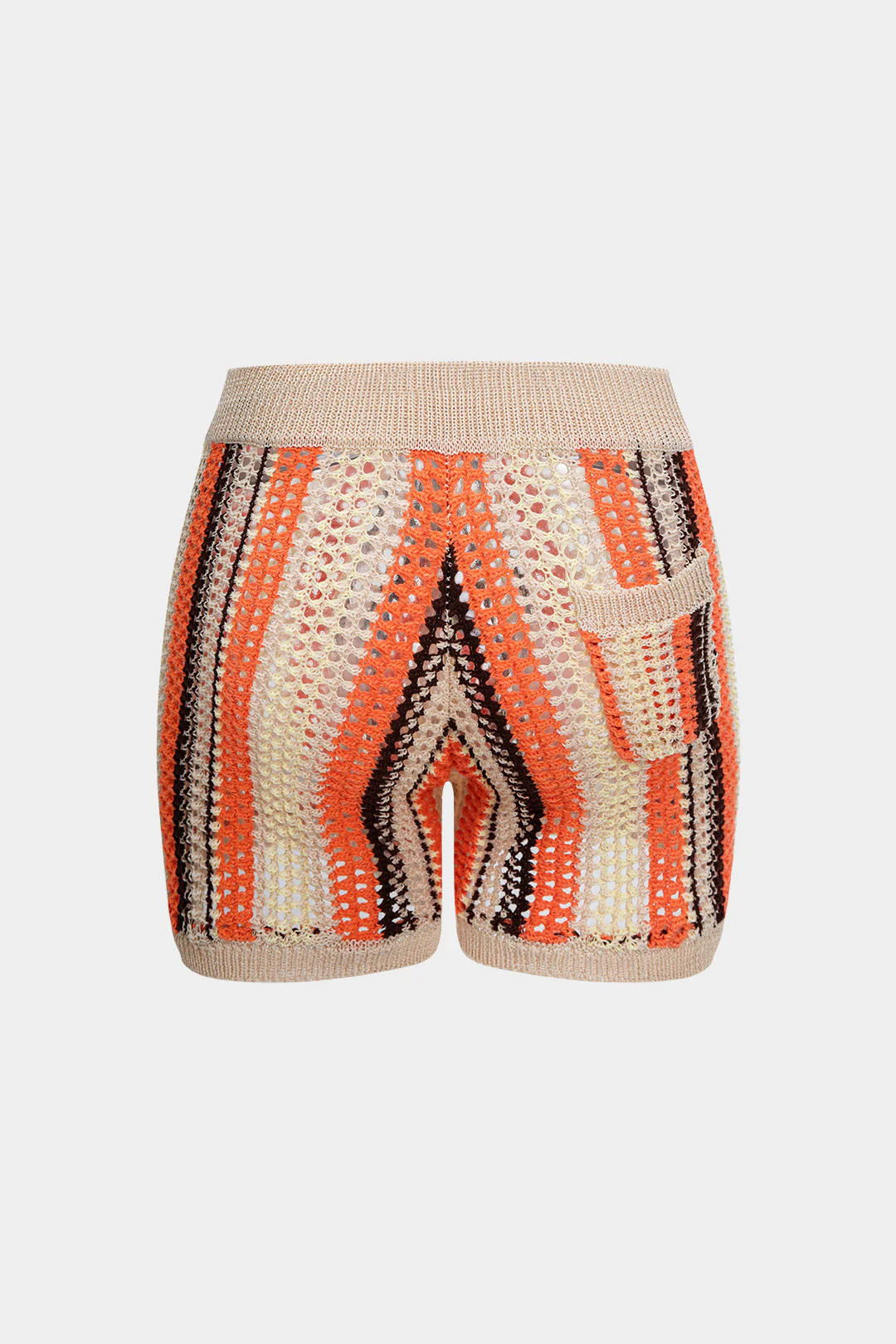 Contrast Print Knit Hollow Out Shorts