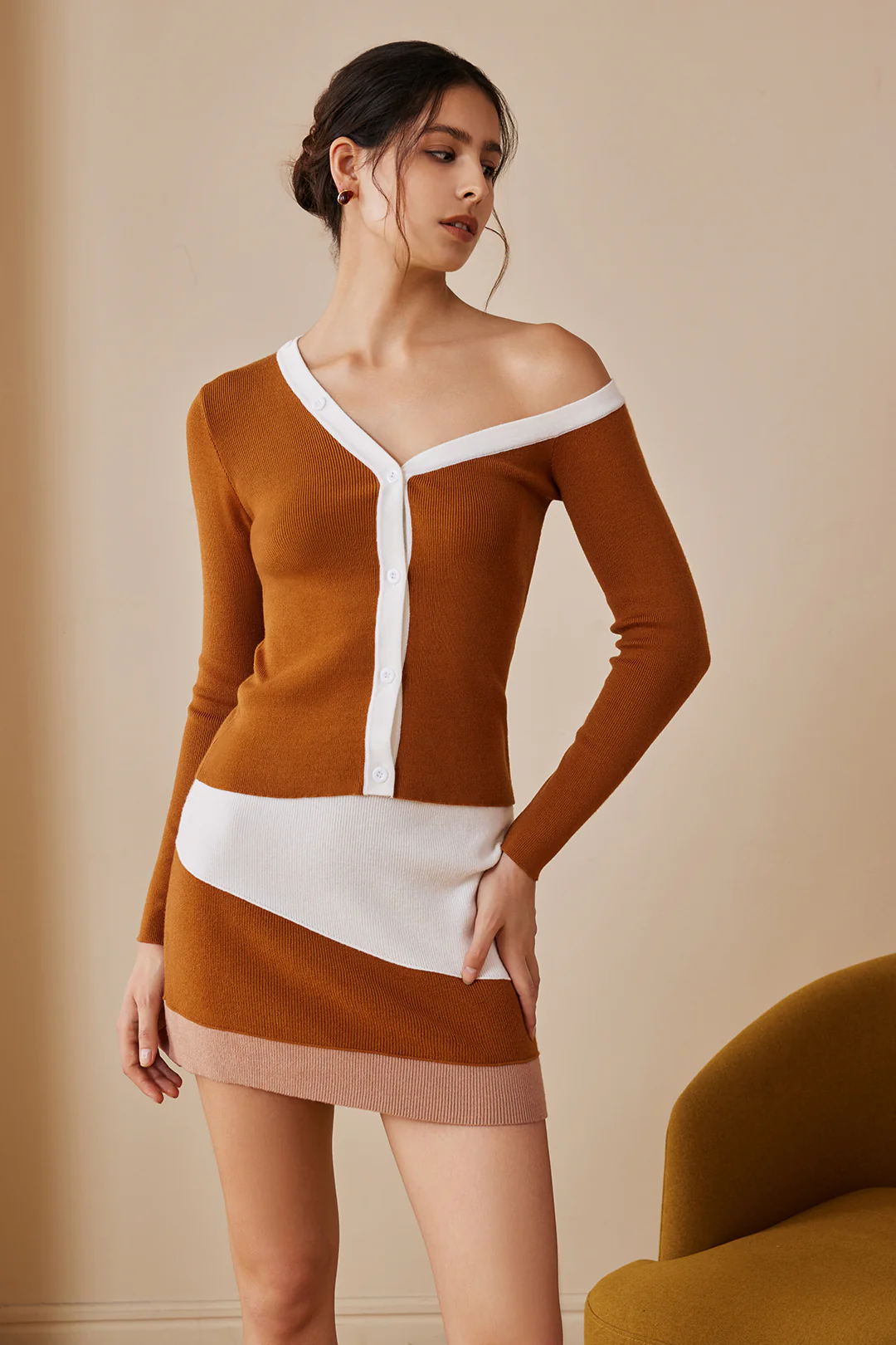 Colorful Block Knitted Mini Skirt