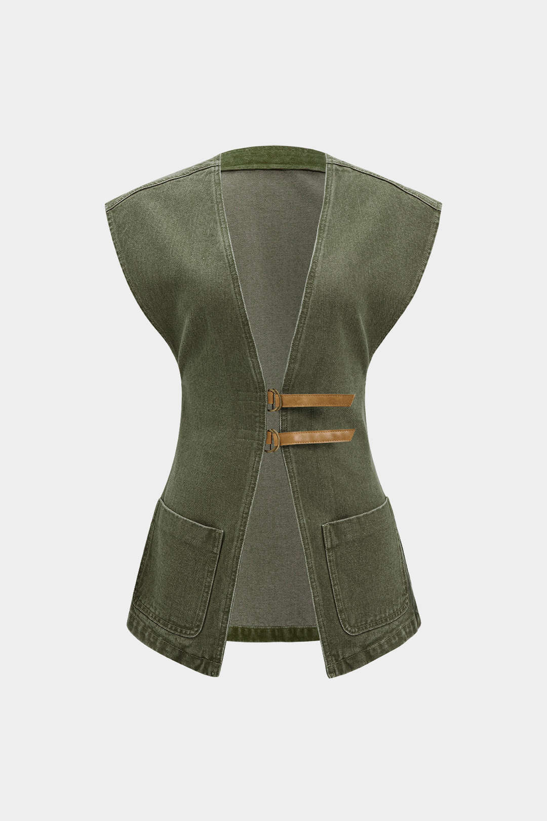 Denim V-Neck Pocket Vest