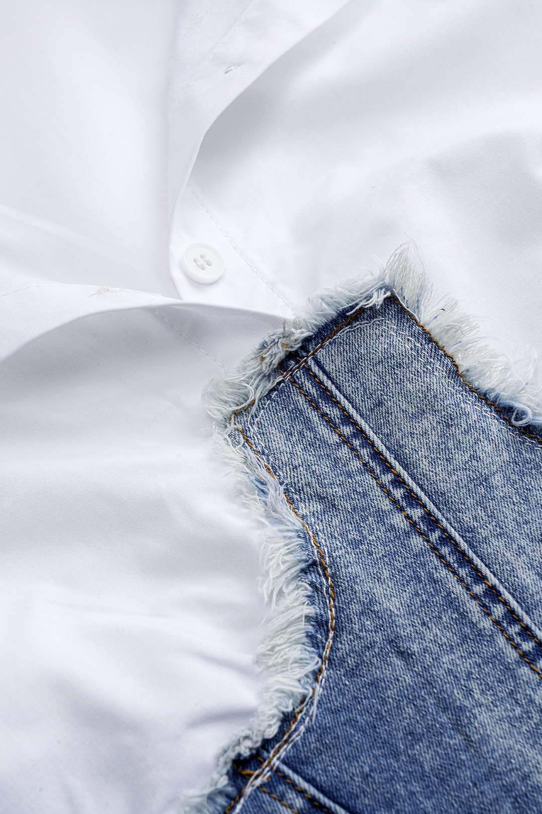 Denim Patchwork Button Corset Sleeveless Top