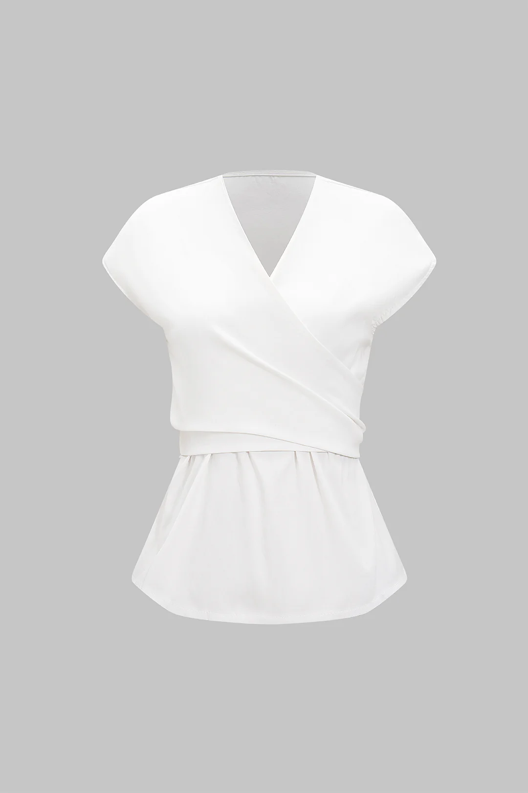 Crossed Tie-Up V-Neck Short-Sleeve Top